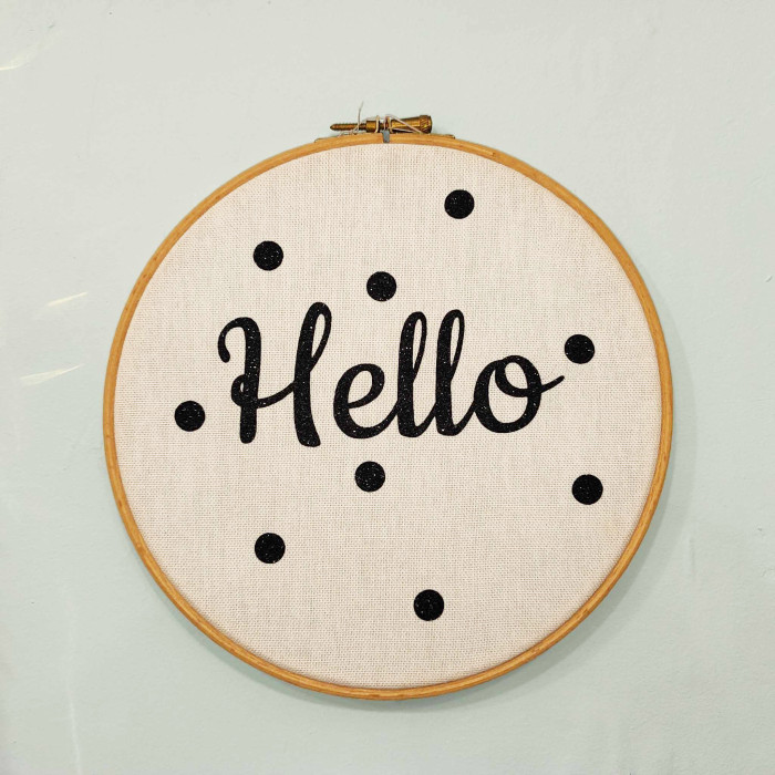 CADRE HELLO NOIR PAILLETE 19CM