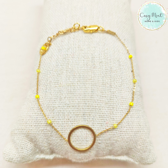 Bracelet fin anneau et perles jaunes