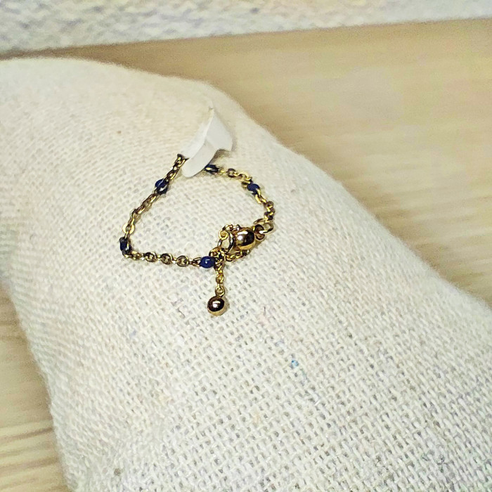 Bague chêne perles bleu