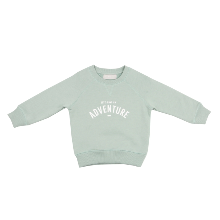 Sweat vert sauge "let's have an adventure" 4 ans