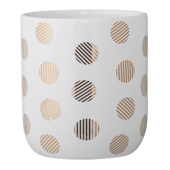 POT CERAMIQUE POIS DORES H11CM