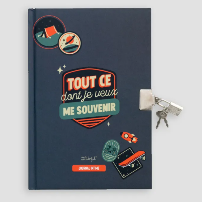 Journal intime bleu avec cadenas - Tout ce dont je veux me souvenir